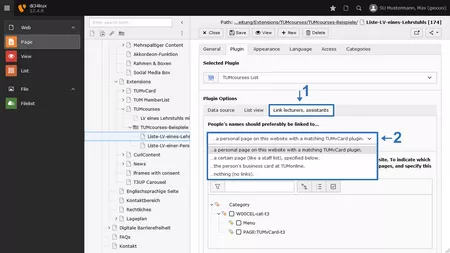 Bild 4: Plugin Options / Link lecturers, assistants