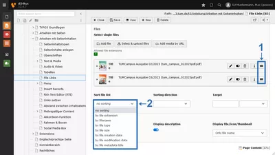 Screenshot: Dateien sortieren per drag&drop oder automatisch