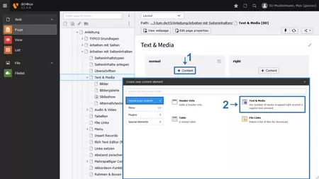 Bild 1: Text & Media-Element anlegen