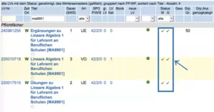 Bild: Feld Status in TUMonline