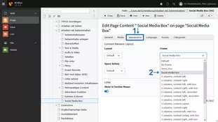 Screenshot: "Social media box" auswählen